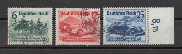 Michel Nr. 686 - 688, internationale Automobilausstellung gestempelt.